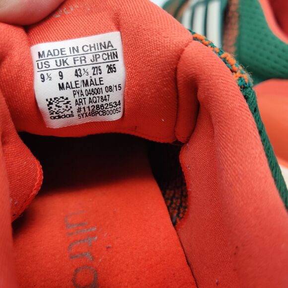 Adidas UltraBoost 1.0 PE Miami Hurricanes Sneakers Size 9.5 Green Orange AQ7847 main image 15